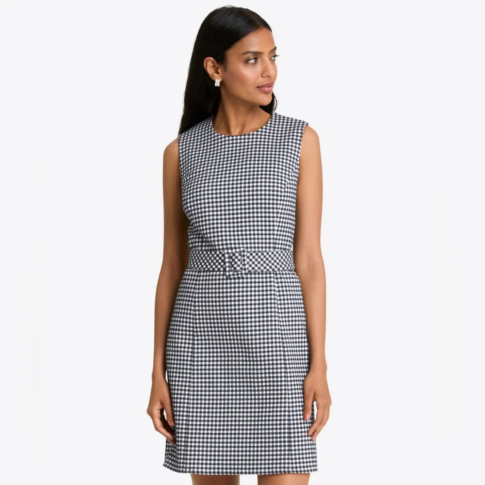 Draper James Black and White Gingham Belted Mini Dress - Picture 2 of 10